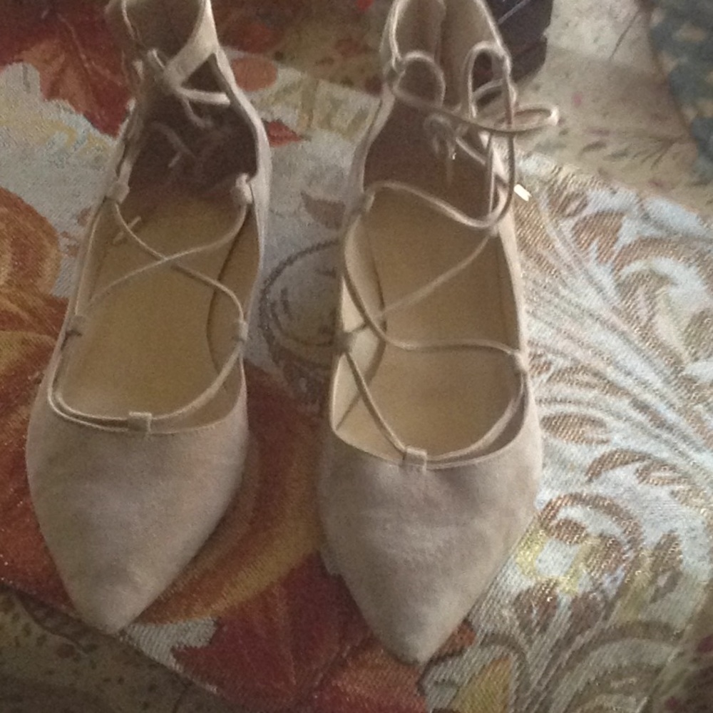 Suede Tip Up Flat Shoe